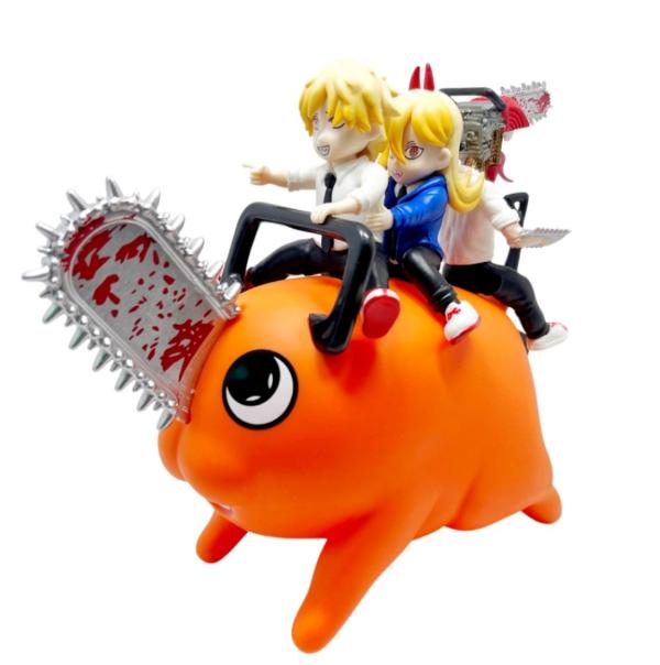 Mô Hình Chainsaw Man 3 nhân vật chính cưỡi Pochita