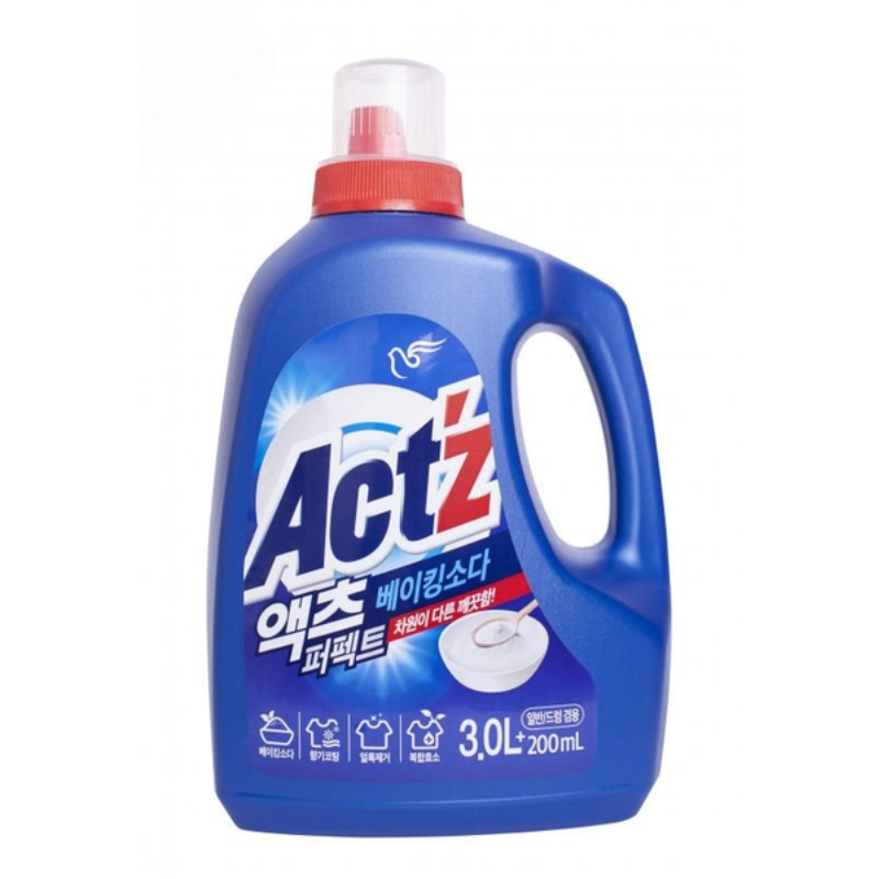 Nước giặt quần áo can Actz 3L+200ml tẩy trắng (Baking Soda) Hàn Quốc