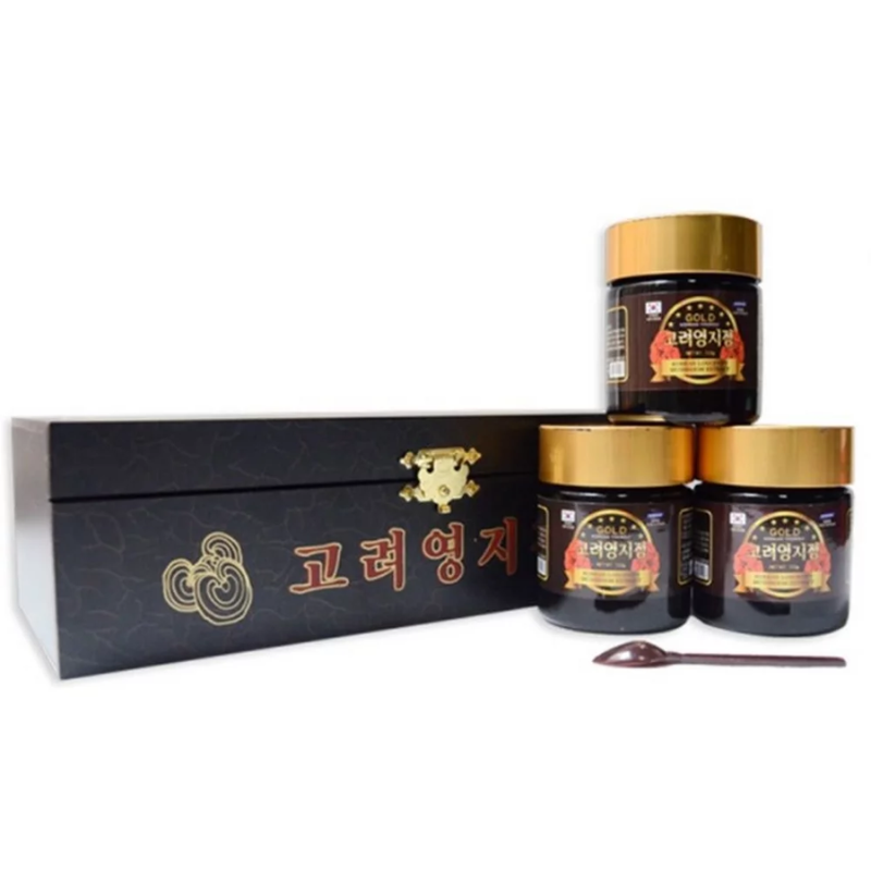 Cao linh chi hộp gỗ đen Hàn Quốc chính hãng hộp 3 lọ x 120g