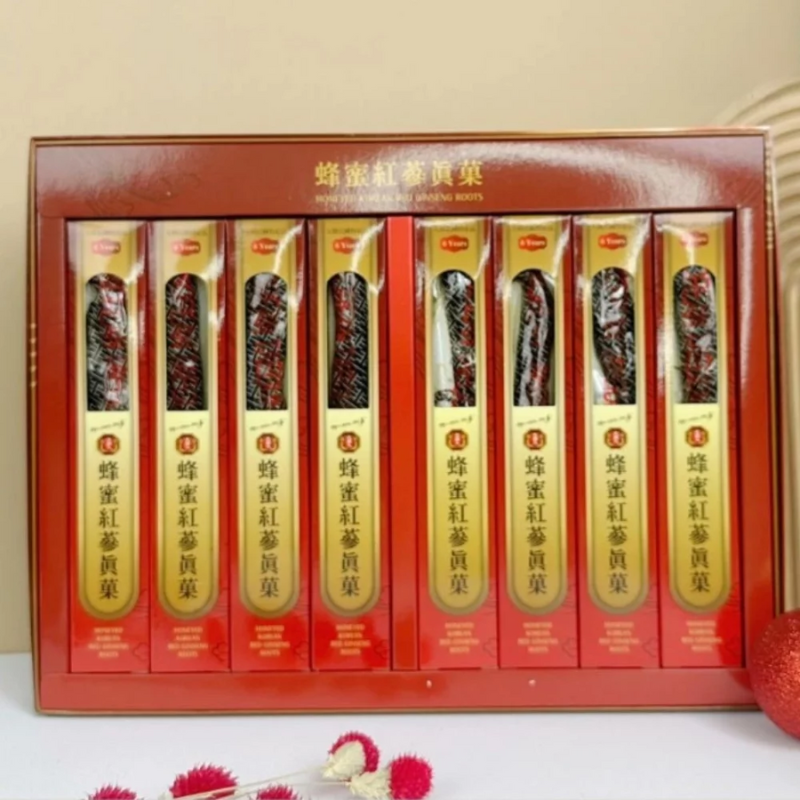 Hồng sâm củ tẩm mật ong Bio Apgold chính hãng, hộp 8 củ 300g