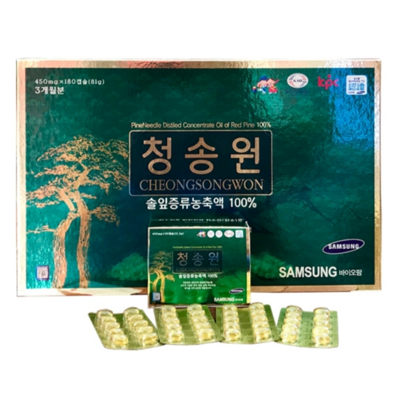 Tinh dầu thông đỏ hàn quốc Cheongsongwon chính hãng hộp xanh 180 viên