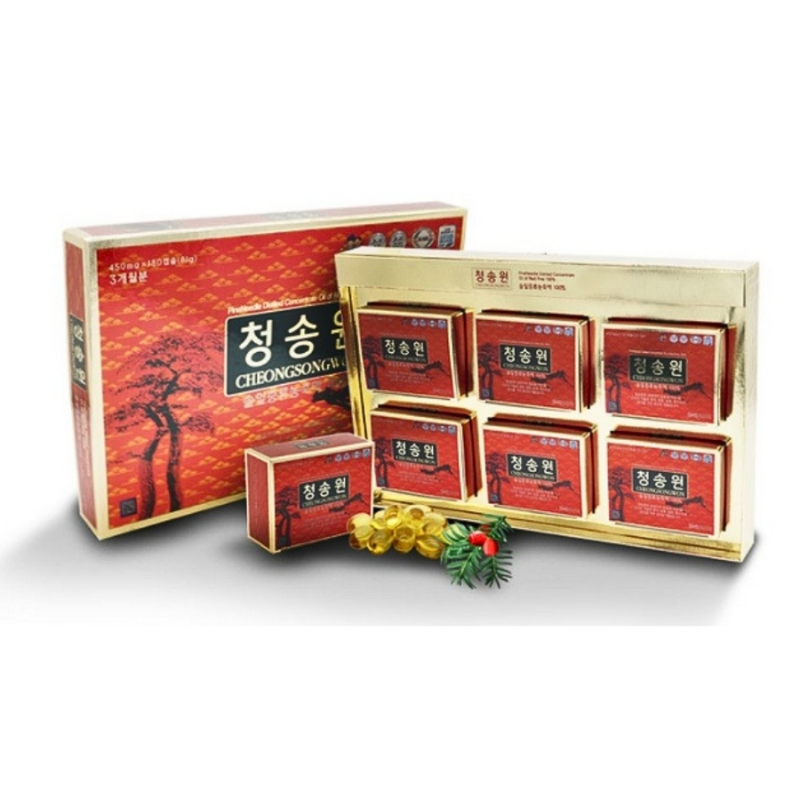 Tinh dầu thông đỏ Hàn Quốc Cheongsongwon chính hãng hộp đỏ 180 viên
