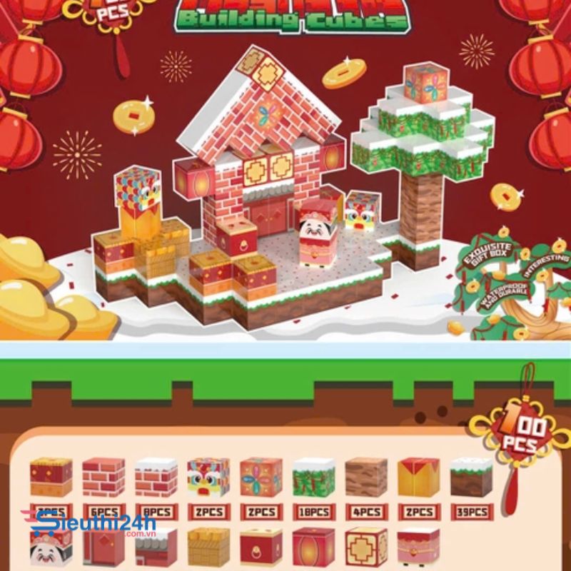 Đồ Chơi Khối Nam Châm Từ Tính Minecraft,Block Minecraft Nam Châm, Đồ Chơi Xây Dựng Cho Bé 1 Hộp 100 mảnh - Bản Thần Tài