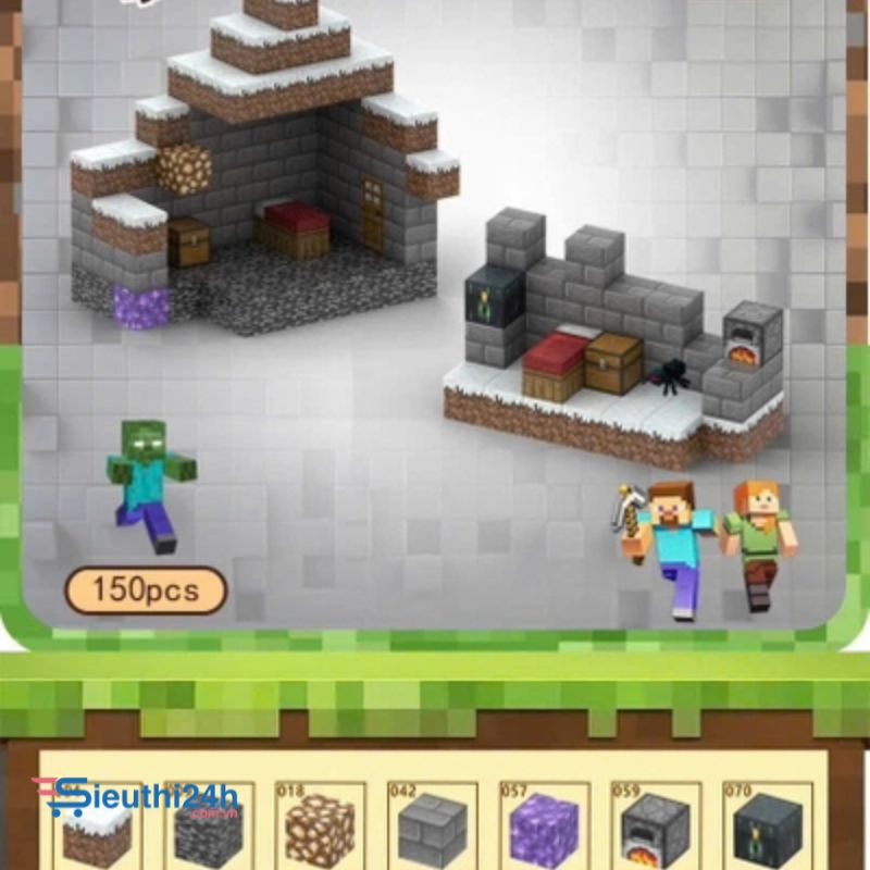 Đồ Chơi Khối Nam Châm Từ Tính Minecraft,Block Minecraft Nam Châm, Đồ Chơi Xây Dựng Cho Bé 1 Hộp 150 mảnh - Bản A
