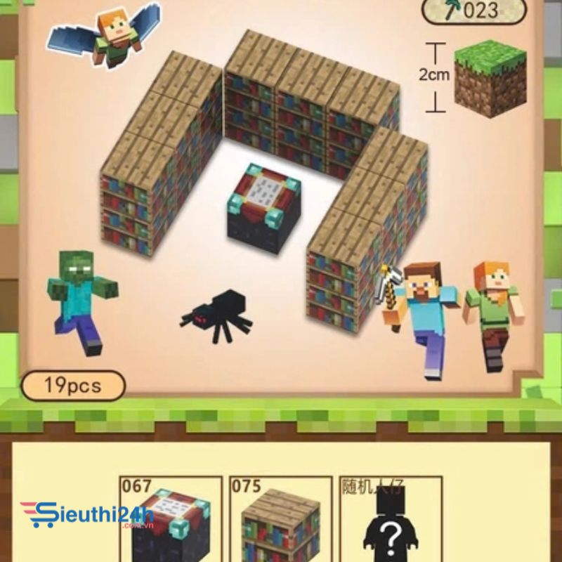 Đồ Chơi Khối Nam Châm Từ Tính Minecraft,Block Minecraft Nam Châm, Đồ Chơi Xây Dựng Cho Bé 1 Hộp 19 mảnh