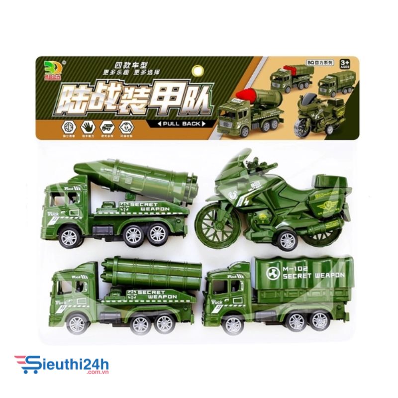 Đồ Chơi Trẻ Em Túi 4 xe quân đội