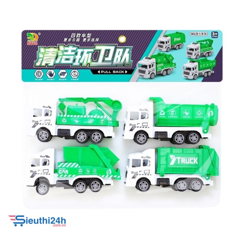 Đồ Chơi Trẻ Em Túi 4 xe rác môi trường