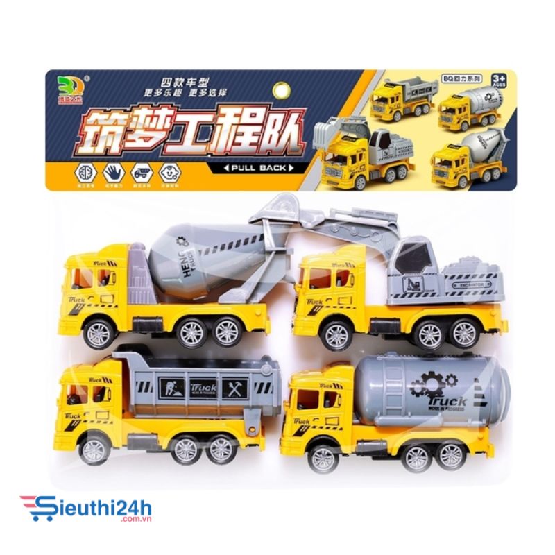 Đồ Chơi Trẻ Em Túi 4 xe xây dựng