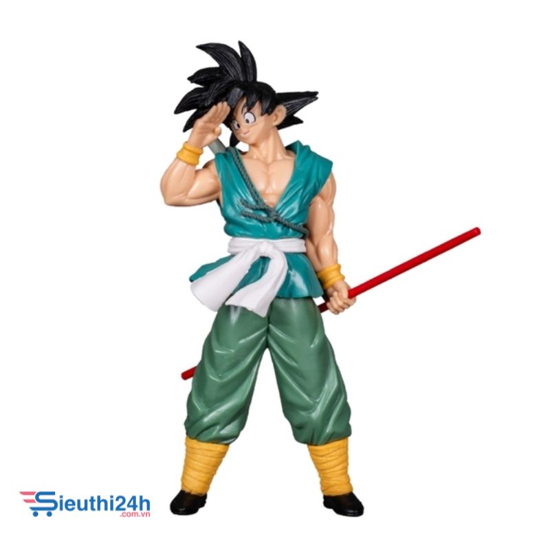 Mô hình đồ chơi - SonGoku áo xanh cầm gậy chào tạm biệt