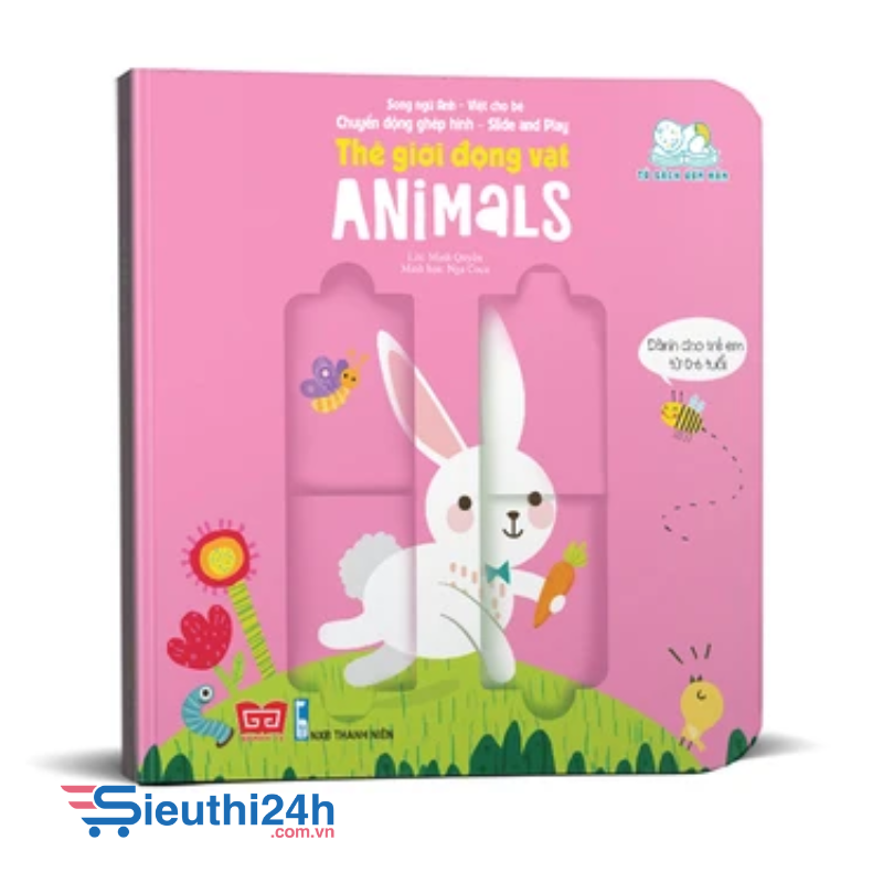 Sách tương tác - Chuyển động ghép hình - Slide and Play - Thế giới động vật - Animals