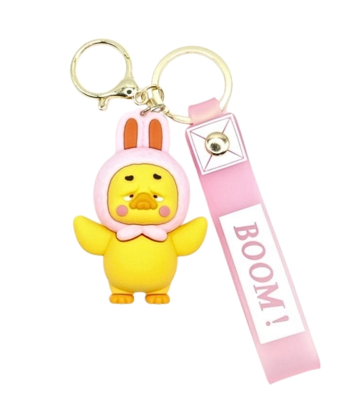 Móc khóa vịt cosplay thỏ hồng - dây dài 11cm mô hình cao 6cm - nặng : 50gram - no box N3-T3