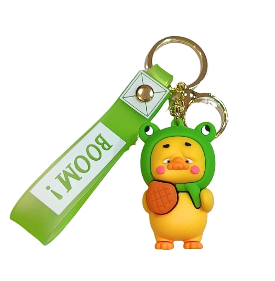 Móc khóa vịt đội mũ ếch - dây dài 11cm mô hình cao 6cm - nặng : 50gram - no box N3-T3