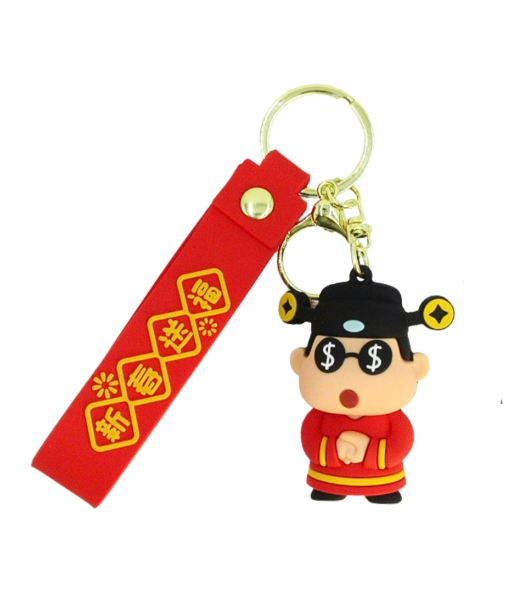 Móc shin thần tài đeo kính - dây dài 11cm mô hình cao 6cm - nặng : 50gram - no box N3-T3