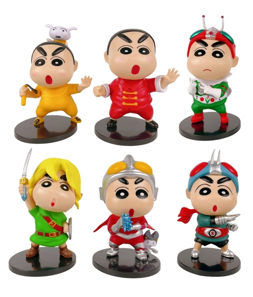 Mô Hình bộ 6 Shin bút chì cosplay - Cao 10cm - nặng 300gram - Figure Cậu Bé Bút Chì