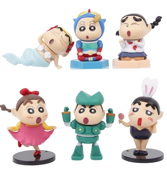 Mô Hình bộ 6 Shin bút chì cosplay - Cao 5.5-9cm - nặng 300gram - Figure Cậu Bé Bút Chì