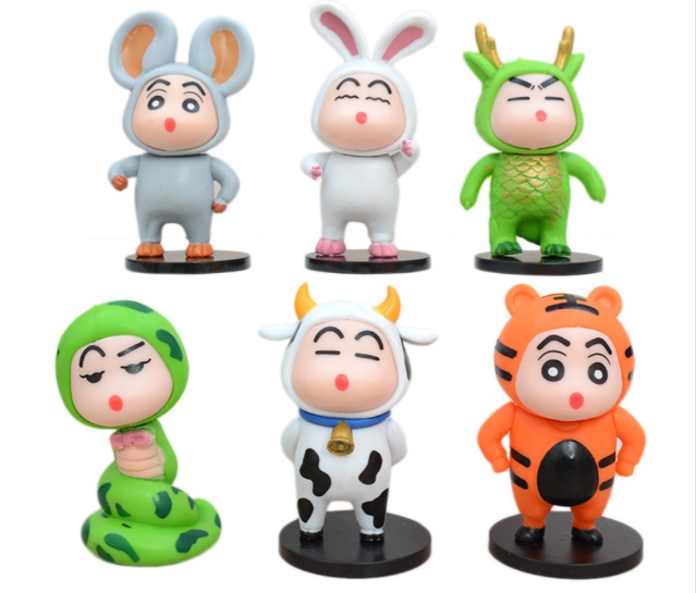 Mô Hình bộ 6 Shin bút chì cosplay động vật - Cao 8-10cm - nặng 300gram - Figure Cậu Bé Bút Chì