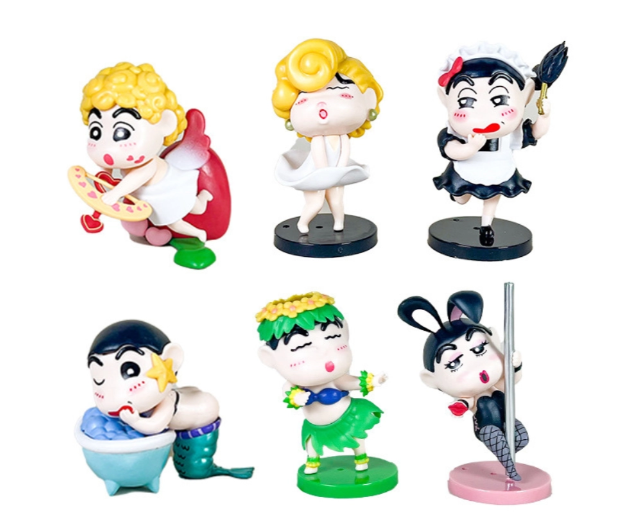 Mô Hình bộ 6 Shin bút chì cosplay gái - Cao 11cm - nặng 300gram - Figure Cậu Bé Bút Chì
