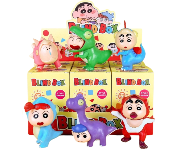 Mô Hình bộ 6 Shin bút chì cosplay khủng long - Cao 7.5cm - nặng 300gram - Figure Cậu Bé Bút Chì