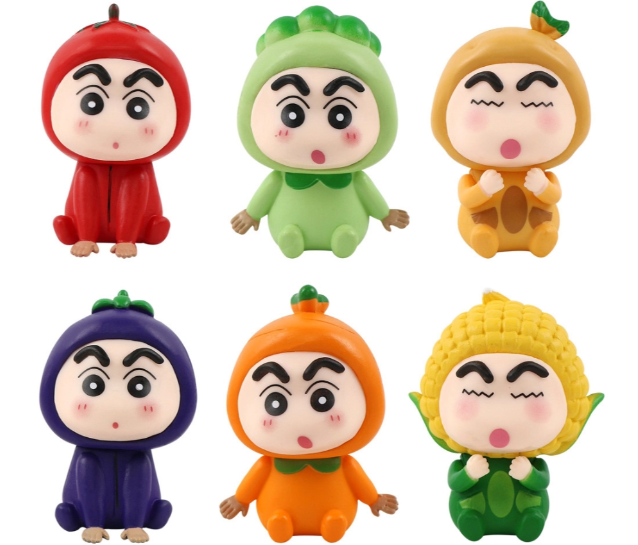 Mô Hình bộ 6 Shin bút chì cosplay rau củ - Cao 6cm - nặng 300gram - Figure Cậu Bé Bút Chì