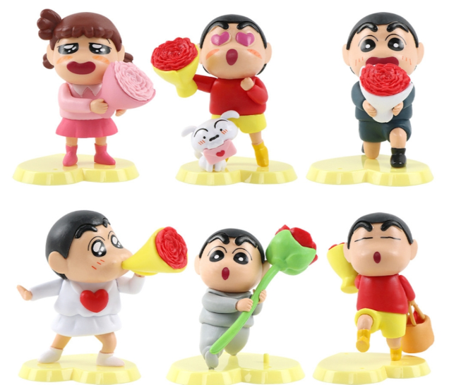 Mô Hình bộ 6 Shin bút chì tình yêu- Cao 9-10cm - nặng 300gram - Figure Cậu Bé Bút Chì