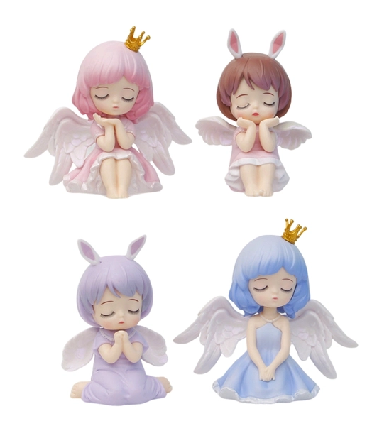 Mô Hình búp bê bộ 4 Thiên Thần Michelle vương miện có cánh - Cao 9cm - nặng 270gram