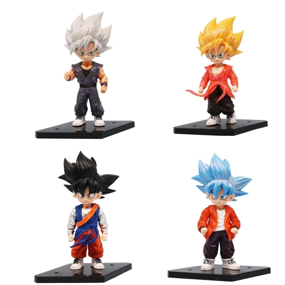 Mô Hình Dragon Ball Bộ 4 Goku Dáng Đứng Có Đế - cao 17cm - nặng 780gram - DragonBall