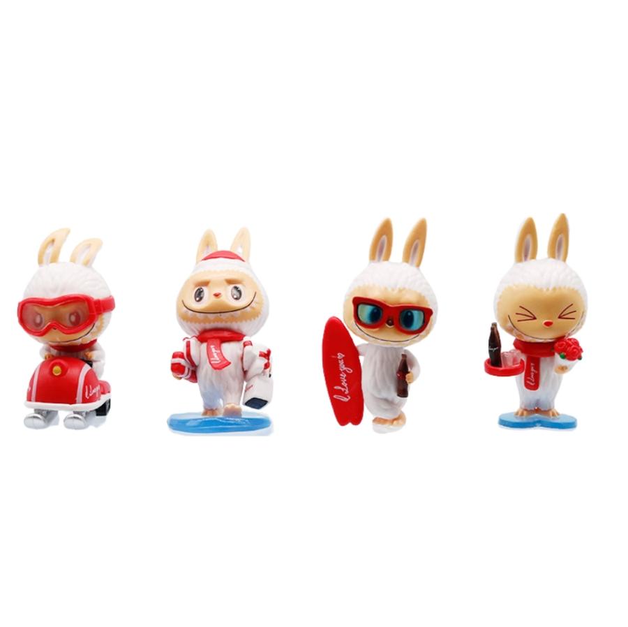 Mô hình labubu bộ 4 labubu blind box - cao 9cm - Nặng 300gram - Bọc Túi - Hộp Màu