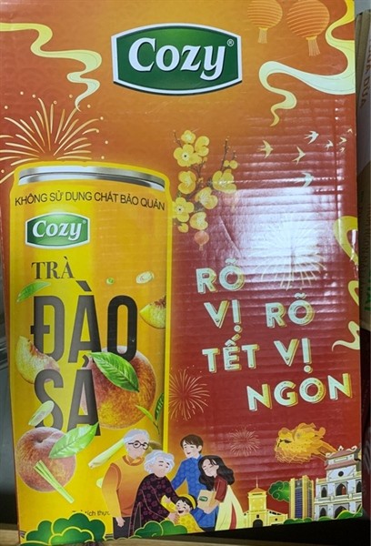 Trà cozy vị đào sả lon 320ml