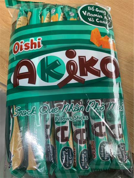 Bánh akiko oishi-snack que nhân phô mai oishi akiko 160G/gói B145