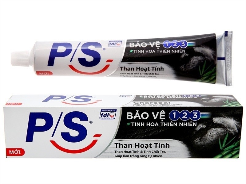 Kem đánh răng P/S trắng răng than hoạt tính và tre 180g tuýp + kđr Sensitive 30g.