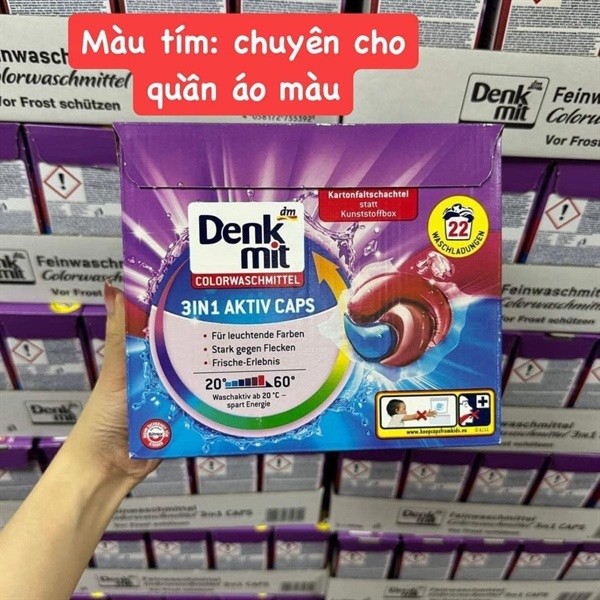 Denkmit Viên giặt xả quần áo Denkmit 3in1 hộp tím