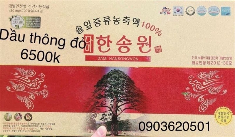 Tinh dầu thông đỏ chính phủ Hàn Quốc Dami Hansongwong cao cấp 120 viên