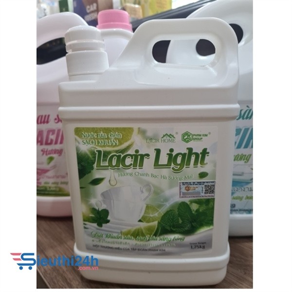 Nước rửa chén Lacir Light hương chanh bạc hà sương mai 1.75kg