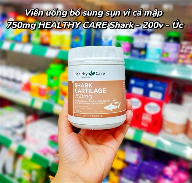 Viên uống bổ sung sụn vi cá mập 750mg HEALTHY CARE Shark 200v Úc