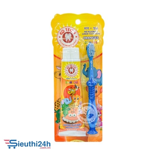 Kem đánh răng trẻ em EQ Tech Junior hương cam kèm bàn chải cho bé 75gr