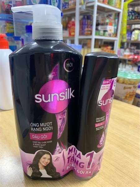 Dầu gội Sunsilk đen óng mượt rạng ngời 650g - Tặng kèm dầu xả (Chai)