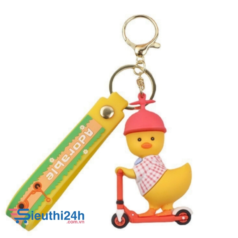 Móc khóa vịt mũ đỏ - Dây móc dài : 10cm - Mô Hình Cao : 6cm - Nặng : 50gram