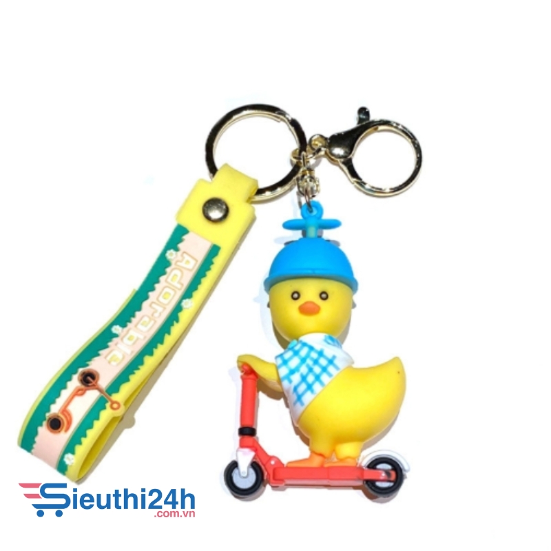 Móc khóa vịt mũ xanh - Dây móc dài : 10cm - Mô Hình Cao : 6cm - Nặng : 50gram