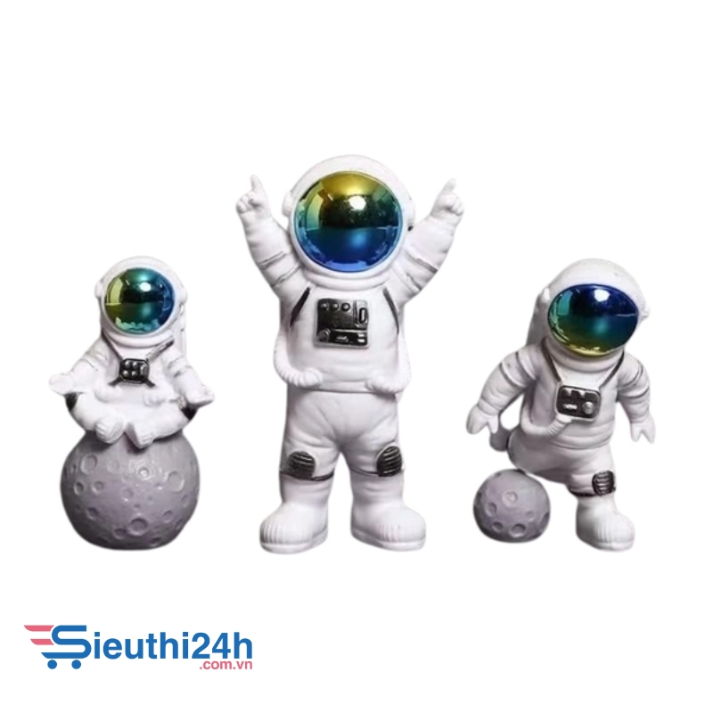Mô Hình bộ 3 phi hành gia Phụ kiện bánh kem - Trang trí bánh sinh nhật - Cao 8-10cm - Nặng : 200gram - Figure Phi Hành Gia