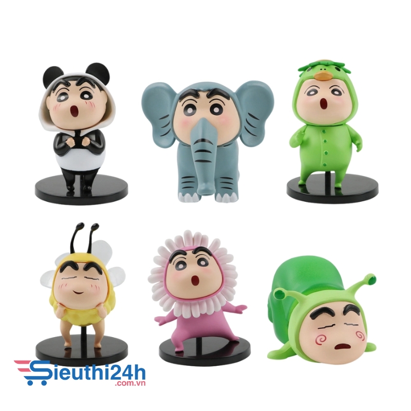 Mô Hình Bộ 6 nhân vật shin bút chì Bản A - Cao 5 - 8cm - nặng 200gram - Figure Cậu Bé Bút Chì