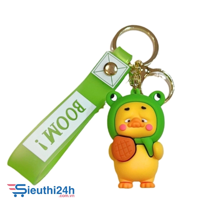Móc khóa vịt đội mũ ếch - dây dài 11cm mô hình cao 6cm - nặng : 50gram
