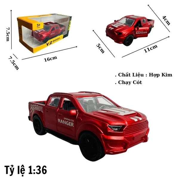 Mô Hình xe bán tải đỏ tỉ lệ 1:36
