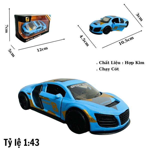 Mô Hình xe Audi xanh họa tiết tỉ lệ 1:43