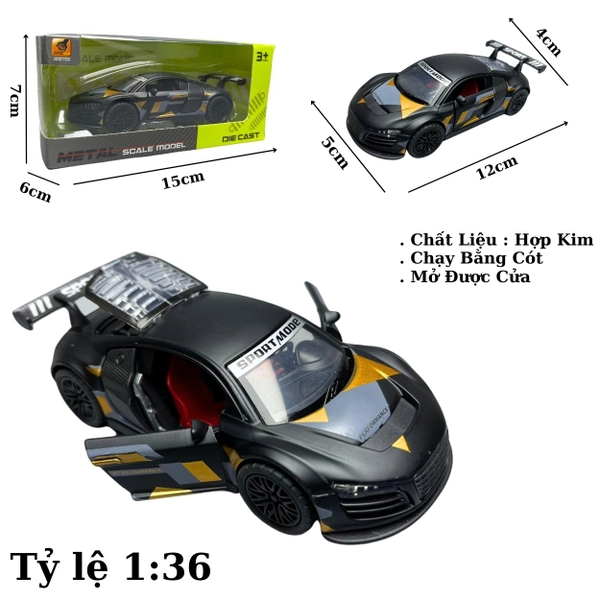 Mô Hình xe Audi màu Đen Vàng - tỉ lệ 1:36