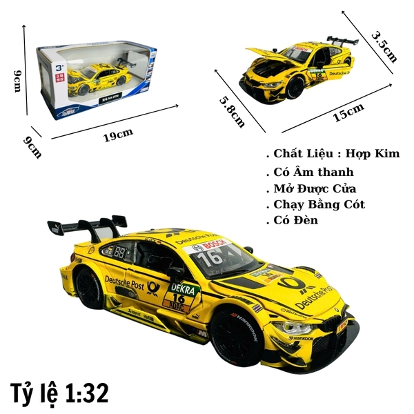 Mô Hình xe BMW đua vàng tỉ lệ 1:32
