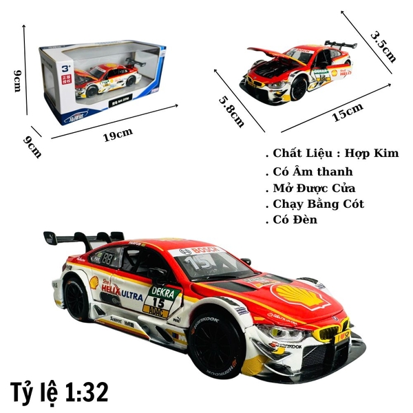 Mô Hình xe BMW đua đỏ trắng tỉ lệ 1:32