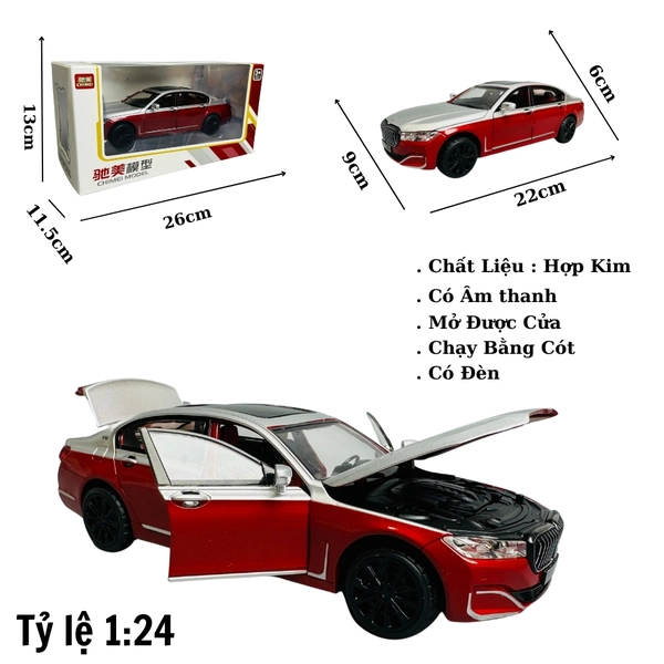 Mô Hình xe bmw đỏ trắng tỉ lệ 1:24