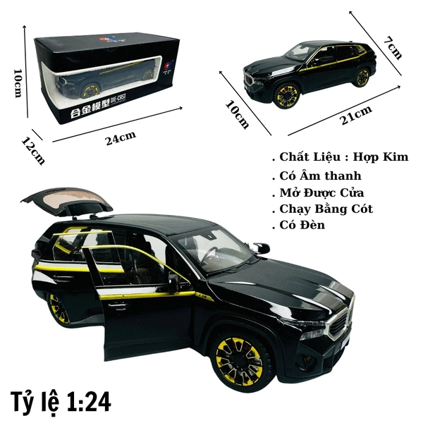 Mô Hình xe bmw đen vạc vàng 1:24