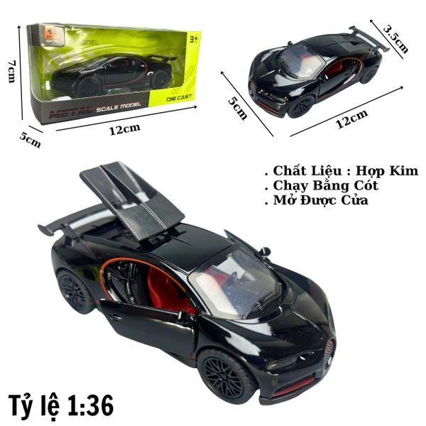 Mô Hình xe Bugati màu đen - tỉ lệ 1:36