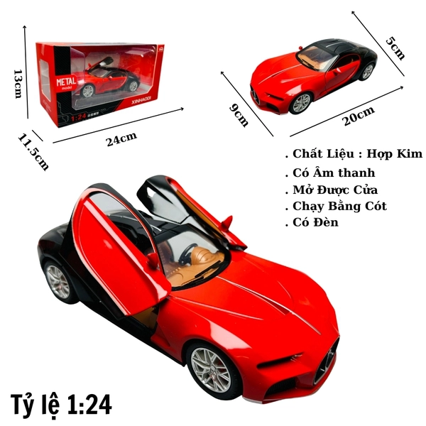 Mô Hình Xe Bugati đỏ 1.24